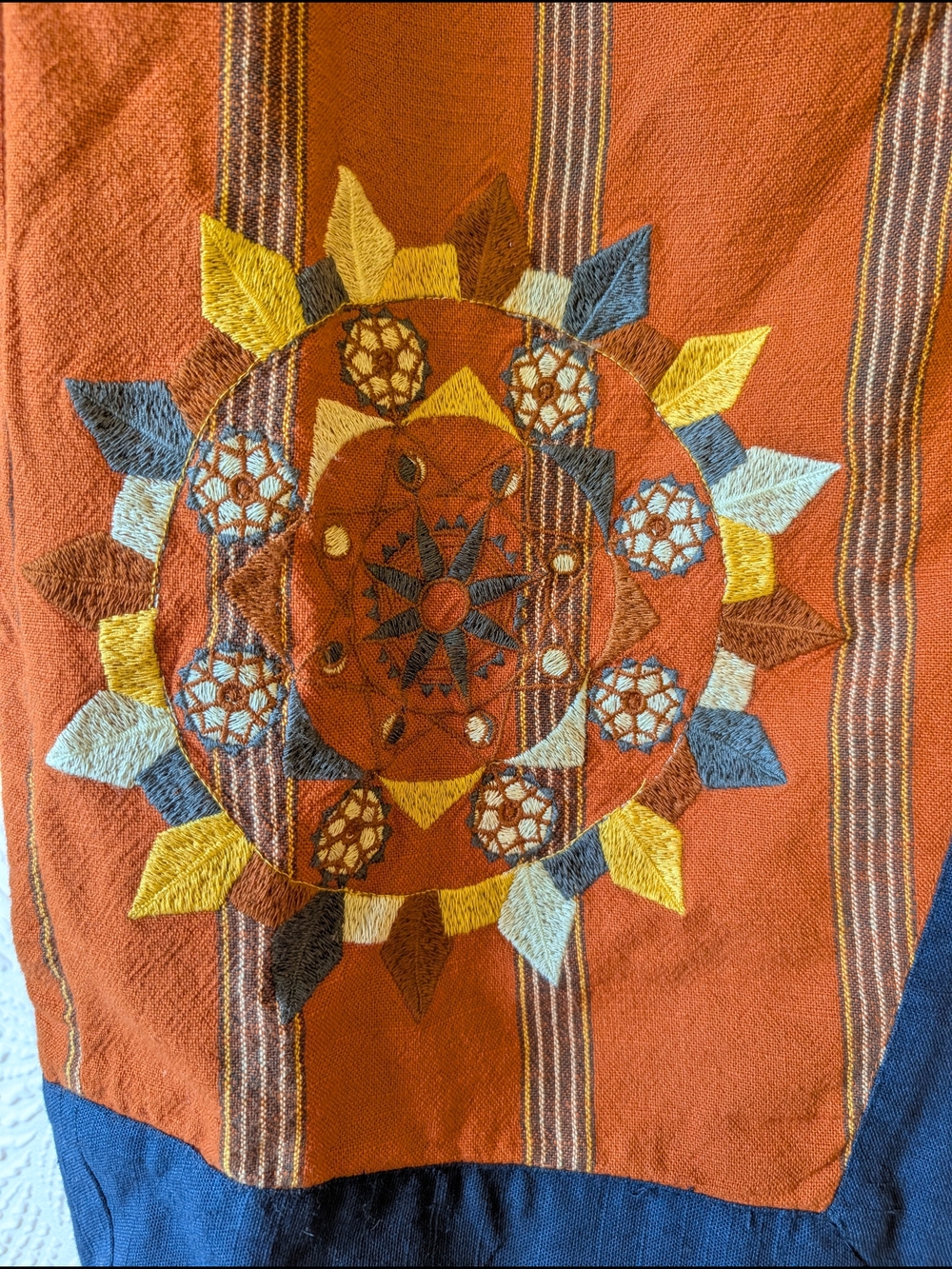 Free People Floral Embroidered Wrap Skirt with Navy Trim - Picture 5 of 8